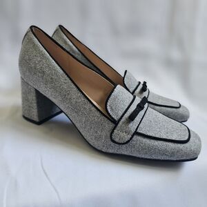 Bandolino Larkin Pump Gray 8M Block Heel Loafer Style Women's